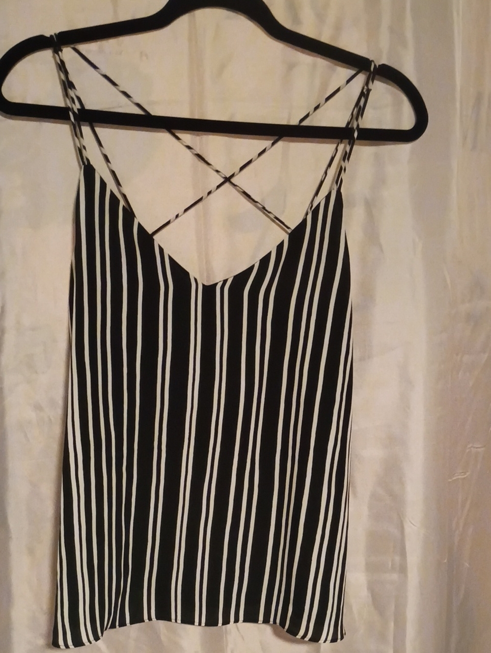 H&M Black and White Striped Spaghetti Strap Cami